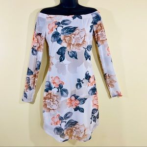 Windsor Floral Off-The-Shoulder Bodycon Slip Dress
